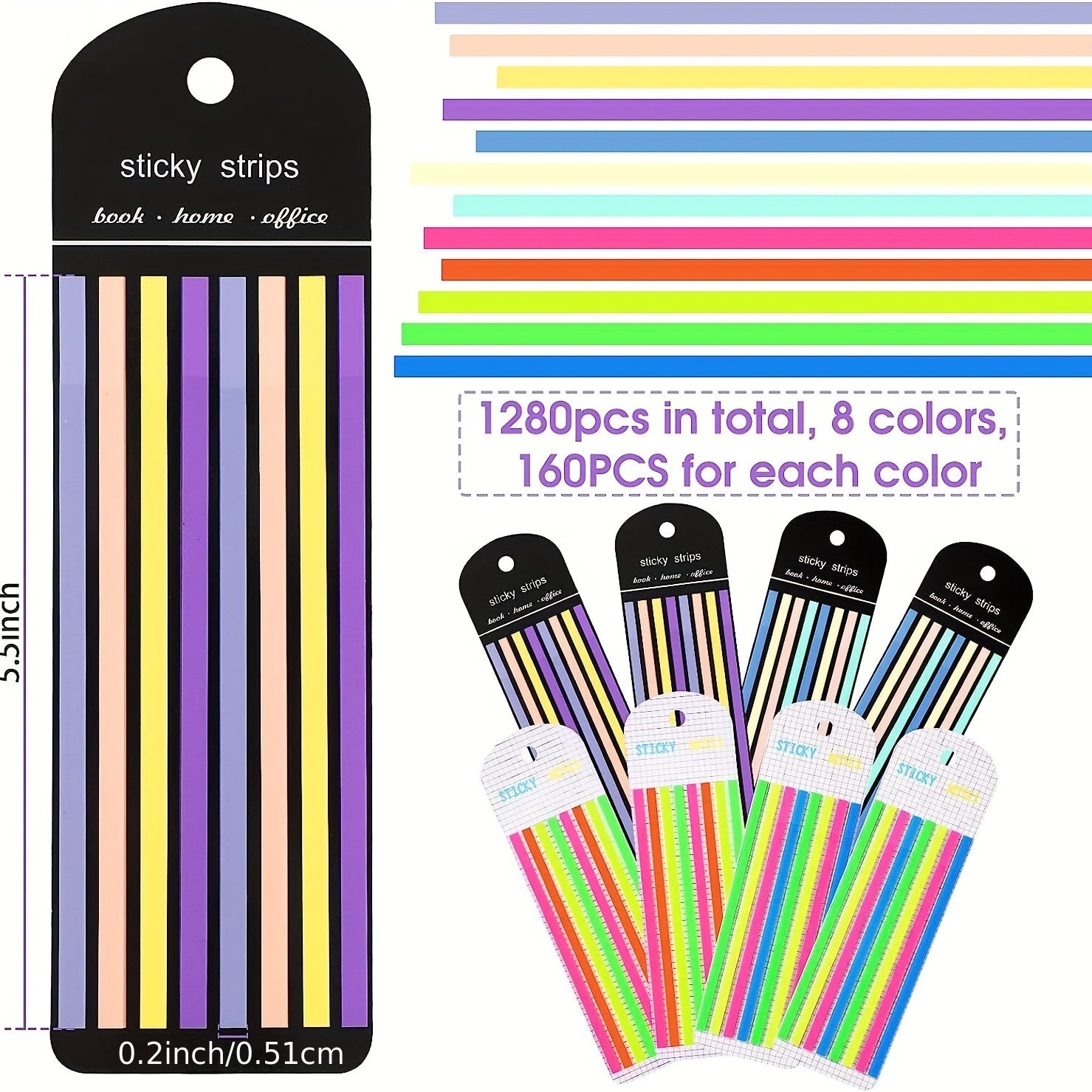 Highlighter Tape 8 Sets Page Marking Label Transparent Fluorescent Note