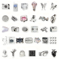 66pcs Silvery Item Stickers Laptop Mobile Phone Case Decals
