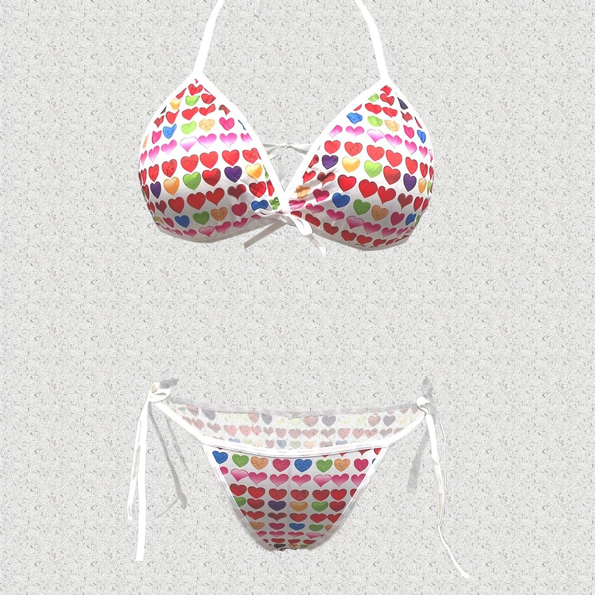  Heart Print Halter Bra & Panty Set