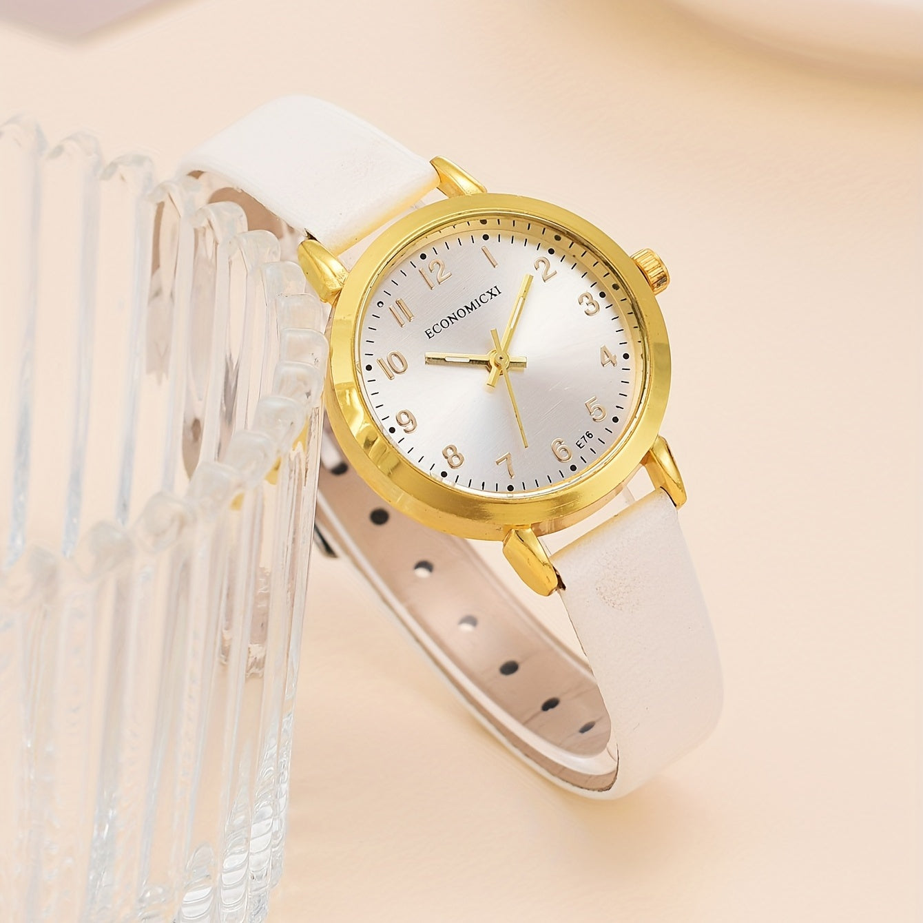 5pcs Casual High School Students Number Shell Band Quartz Watch