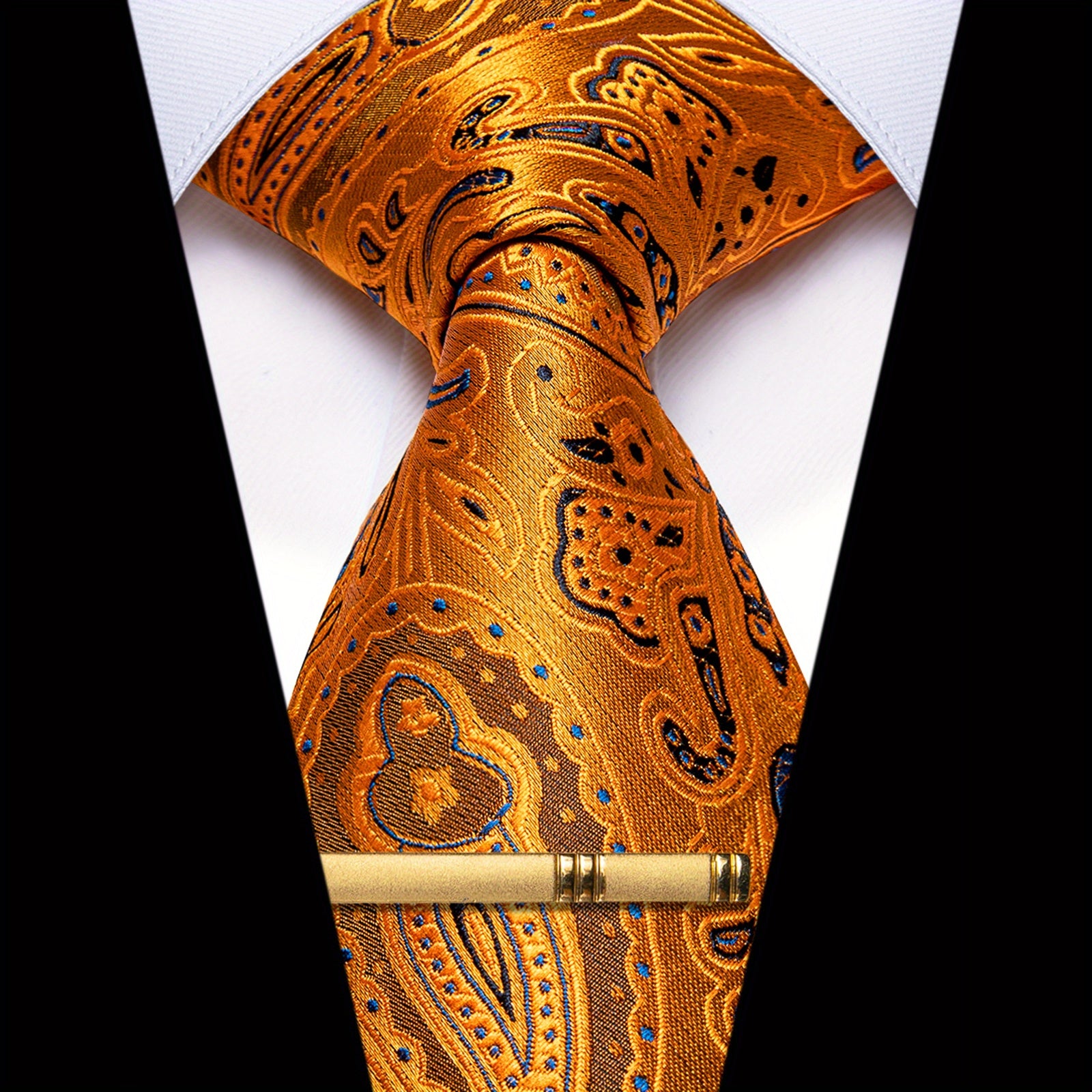 Men's Striped Jacquard Tie Set Necktie Clip Business Wedding