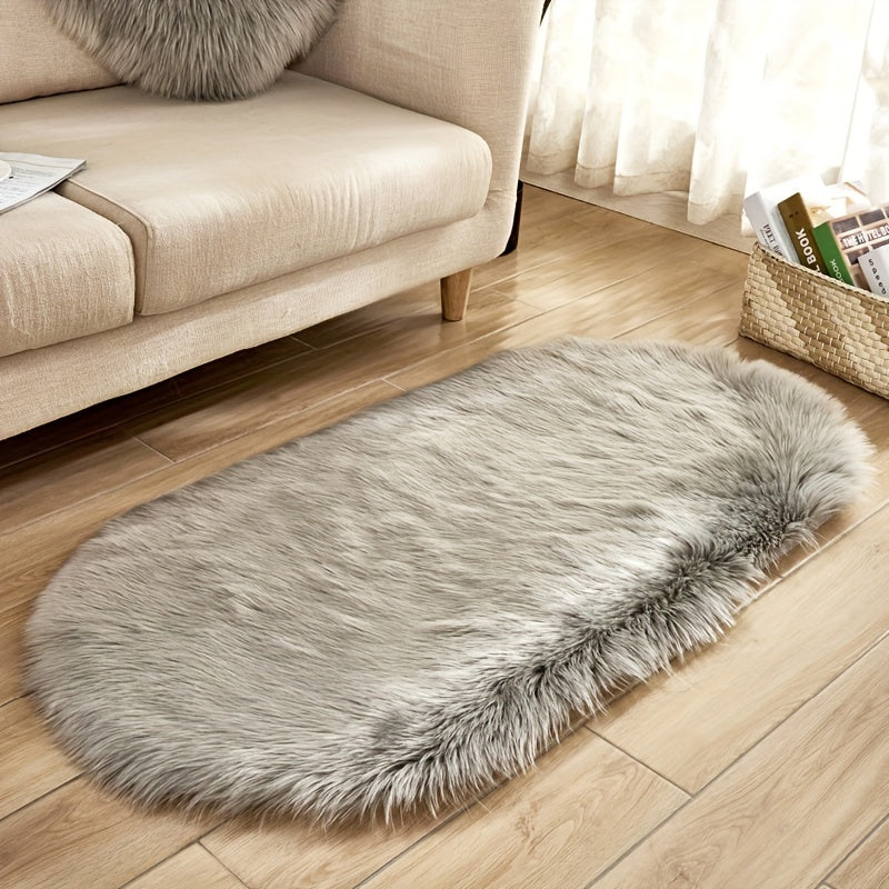 Oval Plush Rug Bedside Foot Cushion Sofa Foot Cushion Carpet Floor Mat 60