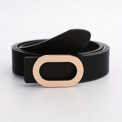 Oval Metal Buckle Thin Belt PU Leather Girdle