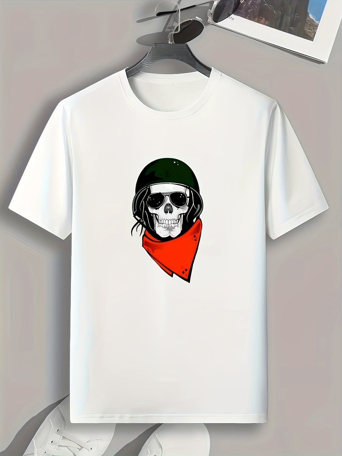 Skull Print Men's Graphic T-shirt Summer Casual Comfy Tee