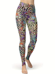  Peacock Feather Print High Waisted Yoga Running Leggings