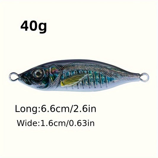 3D Metal Bionic Hard Bait Fishing Tackle for Saltwater 40g 60g 80g