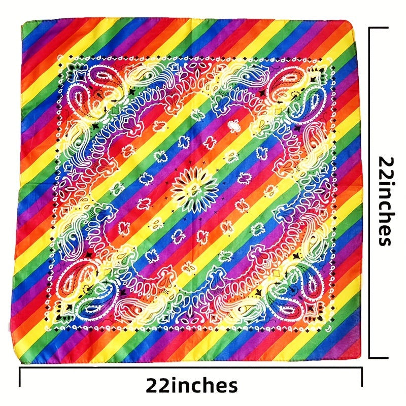 Iridescent Paisley Print Bandana Hip Hop Square Scarf