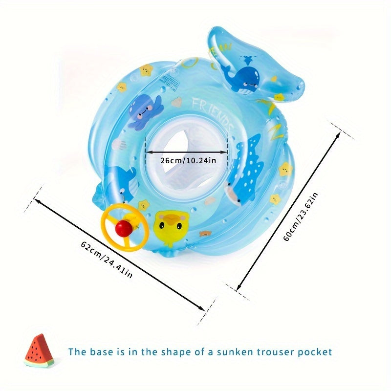 Whale Pattern Swimming Ring with Steering Wheel and Seat
