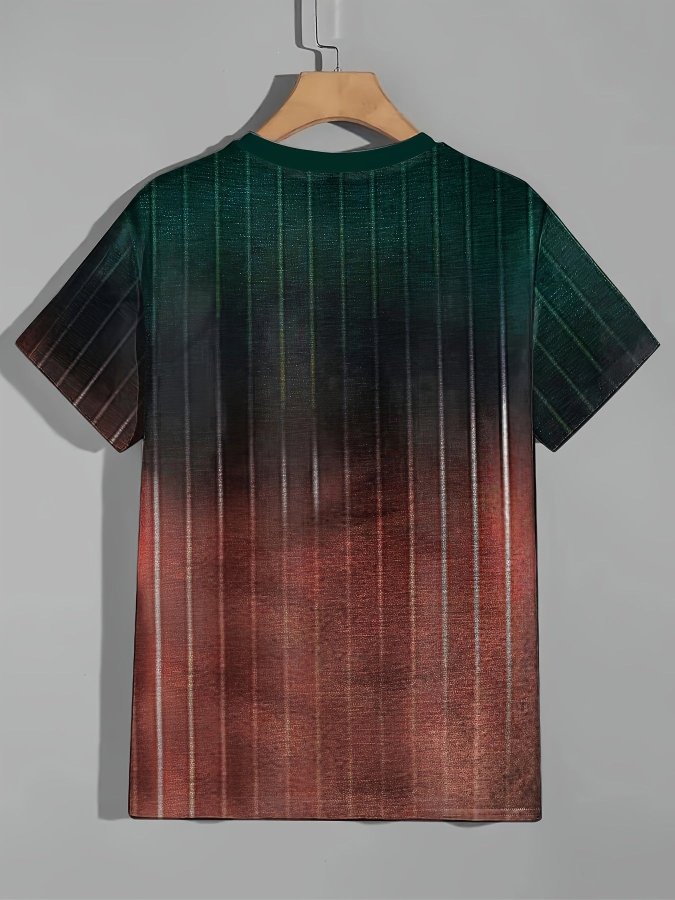 Men's Striped Sports T-shirt Round Neck Tee for Summer