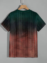 Men's Striped Sports T-shirt Round Neck Tee for Summer