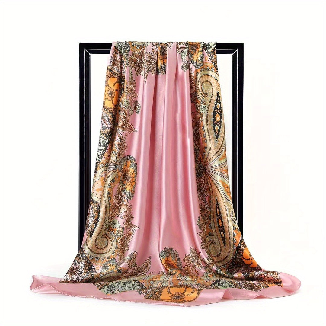 Paisley Print Square Scarf Satin Bandana Silk Hijab Women Head Wraps