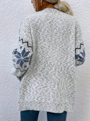  Geo Print Button Up Cardigan with Pockets