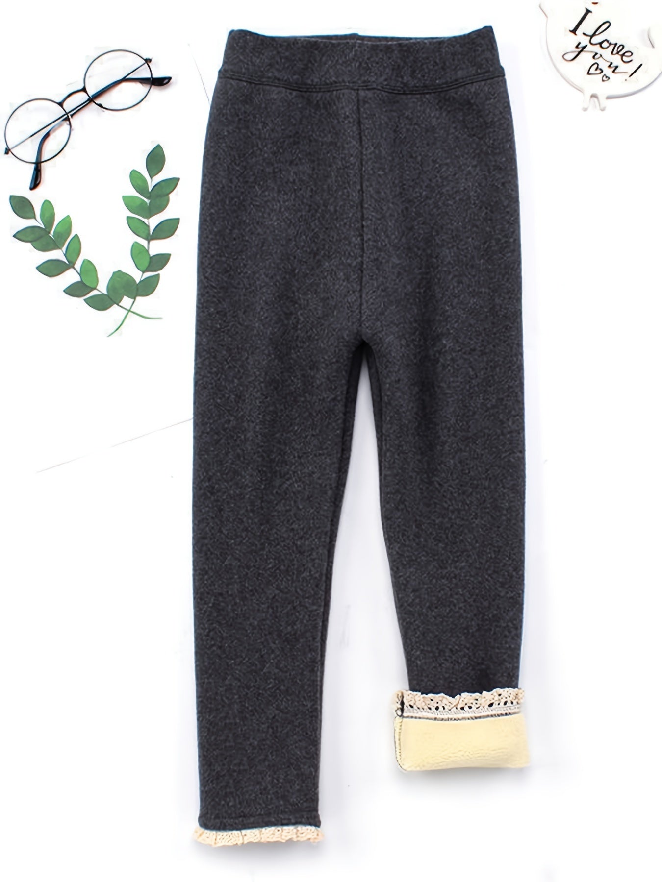 Girls Soft Fleece Lined Leggings Pants Kids Clothes