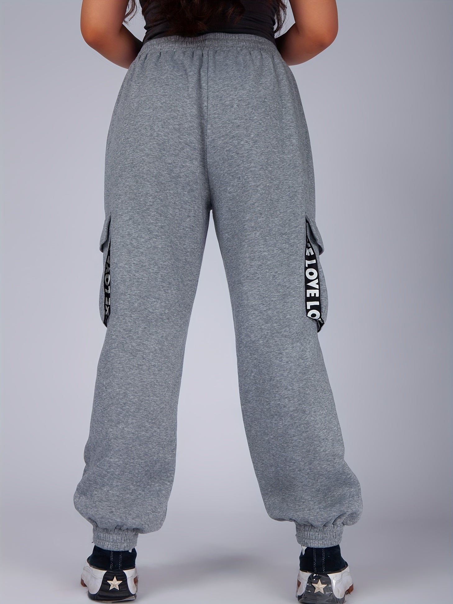 Women's Plus Size Sports Pants Elastic High Rise Jogger Sweatpants