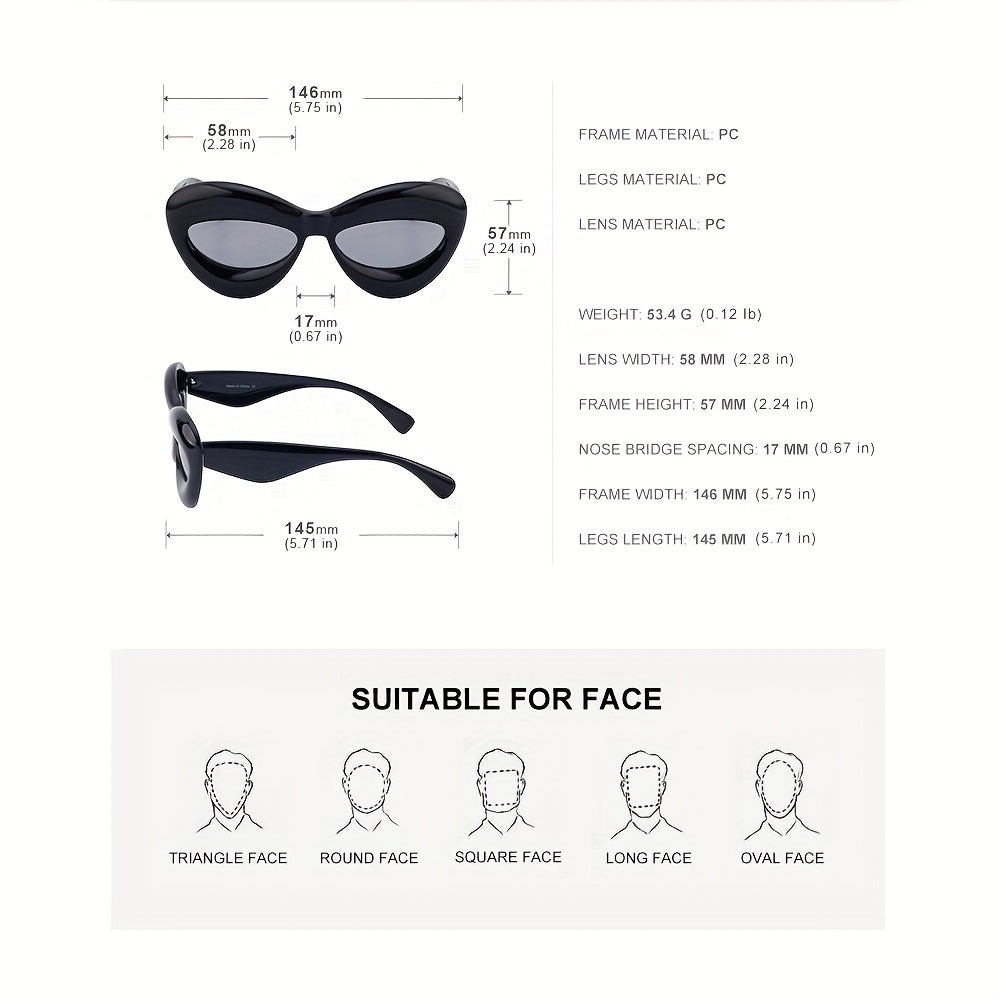 Cat Eye Vintage Sunglasses Thick Frame Funny Shade Eyewear