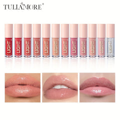 12-Color Moisturizing Candy Lip Gloss with Pearlescent Lustrous Mirror Finish