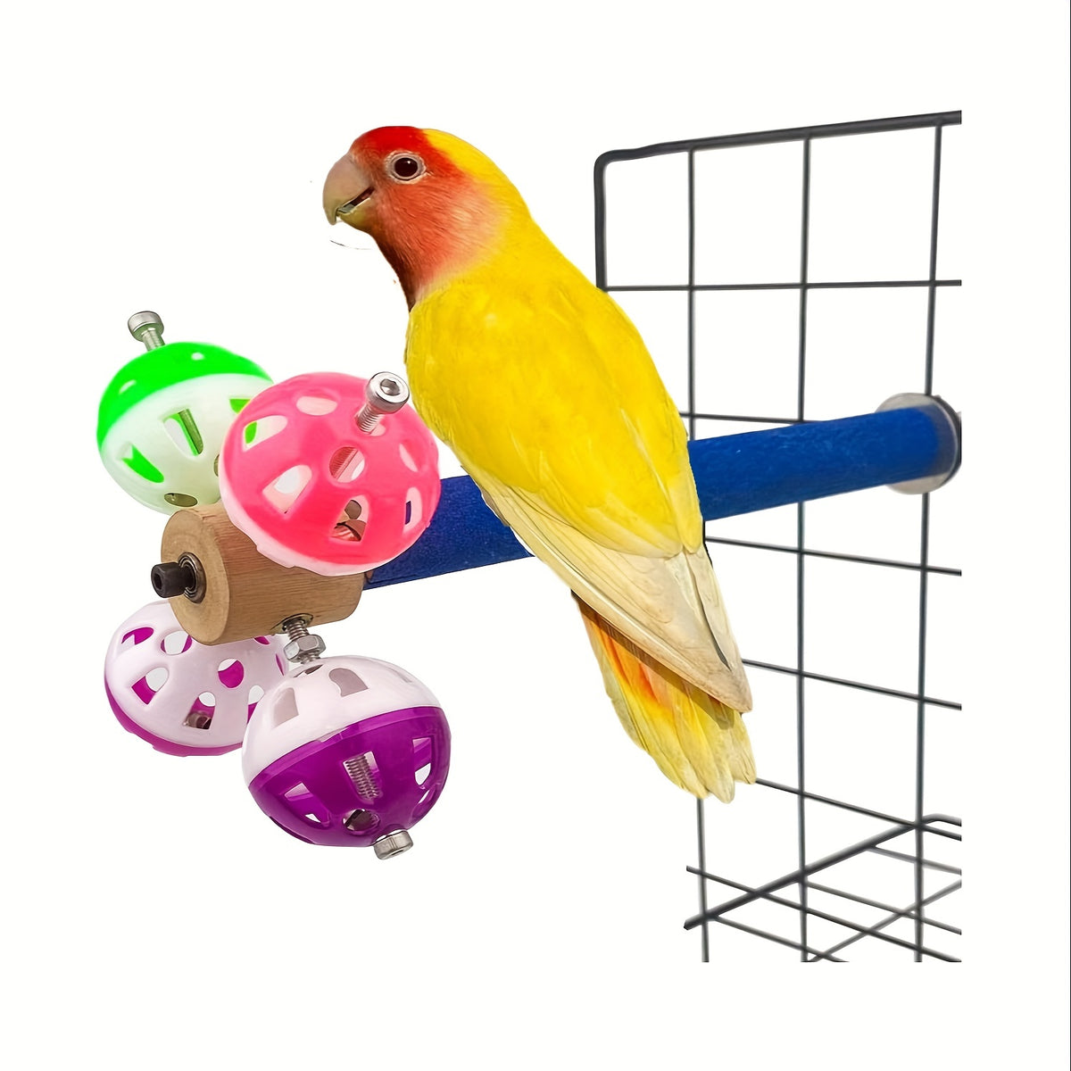 Bird Perch Toy With Rotating Balls For Birds Budgies Budgerigars