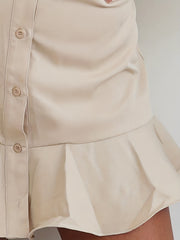  Lantern Sleeve Ruffle Trim Shirt Dress