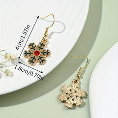 Christmas Snowflake Earrings with Artificial Diamond - Dripping Earrings