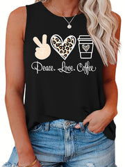  Leopard Print Tank Top with Round Neck