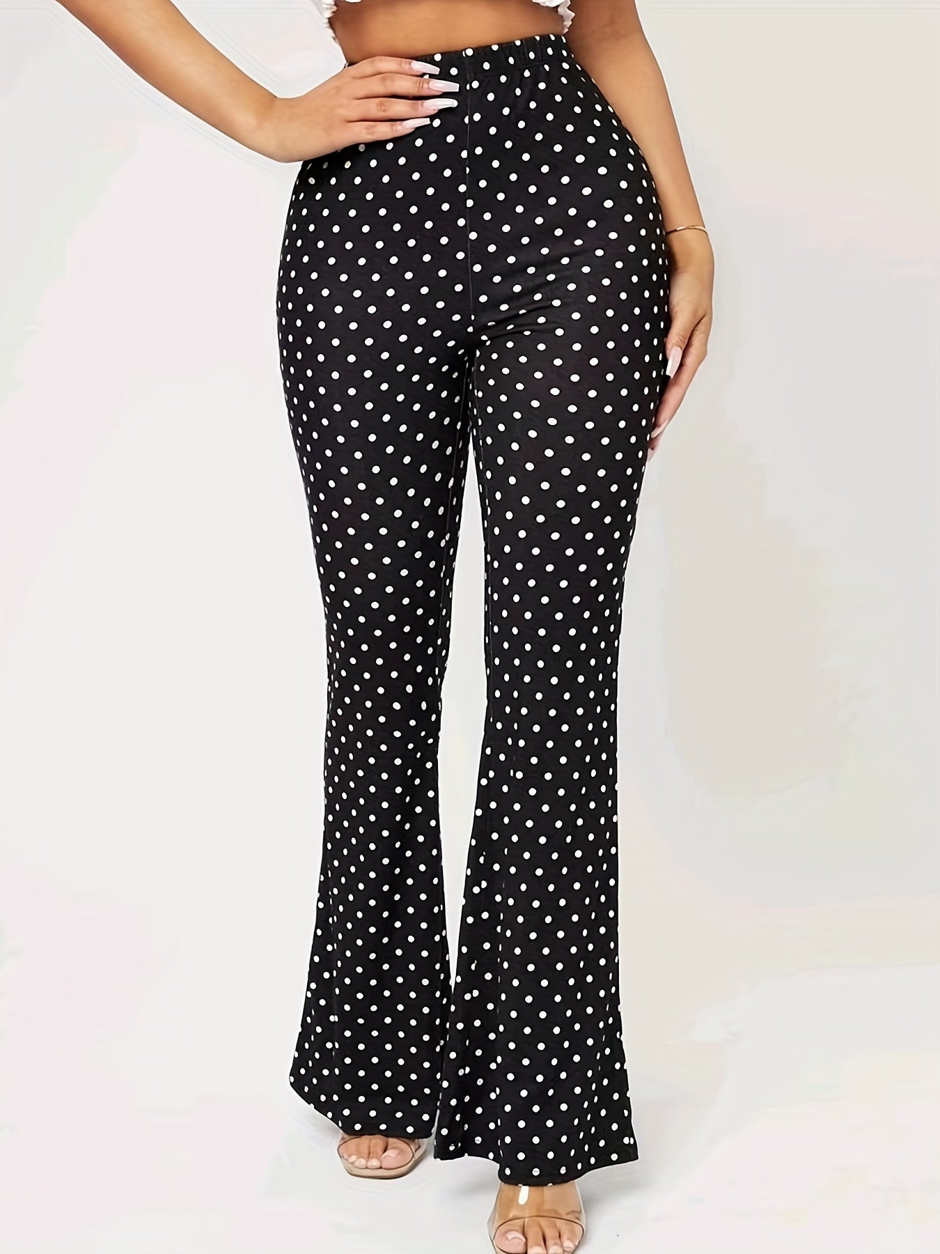Women's Polka Dot High Waist Flare Leggings for Yoga and Running