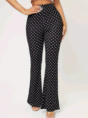 Women's Polka Dot High Waist Flare Leggings for Yoga and Running