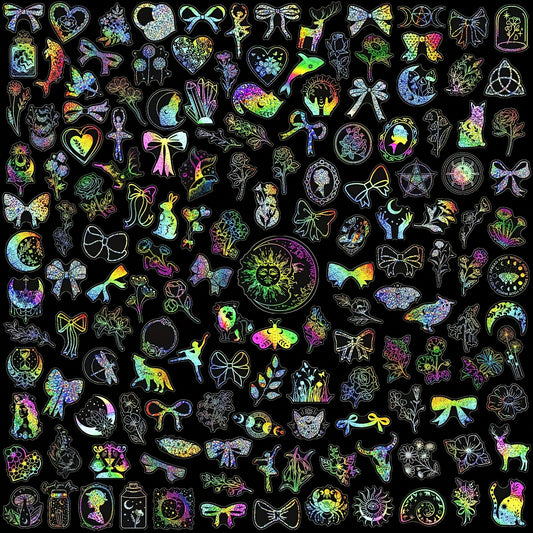 300pcs Holographic Butterfly Stickers for DIY Scrapbook Journal