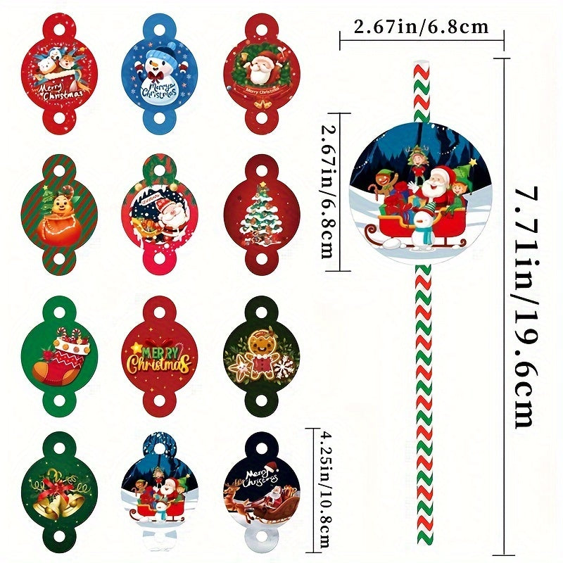 Christmas Party Straws Santa Snowman Straws Pack of 24