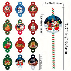 Christmas Party Straws Santa Snowman Straws Pack of 24