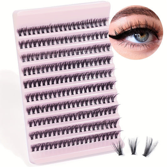 Fluffy and Natural 200 Cluster Fishtail Lashes 8-16mm Eyelashes