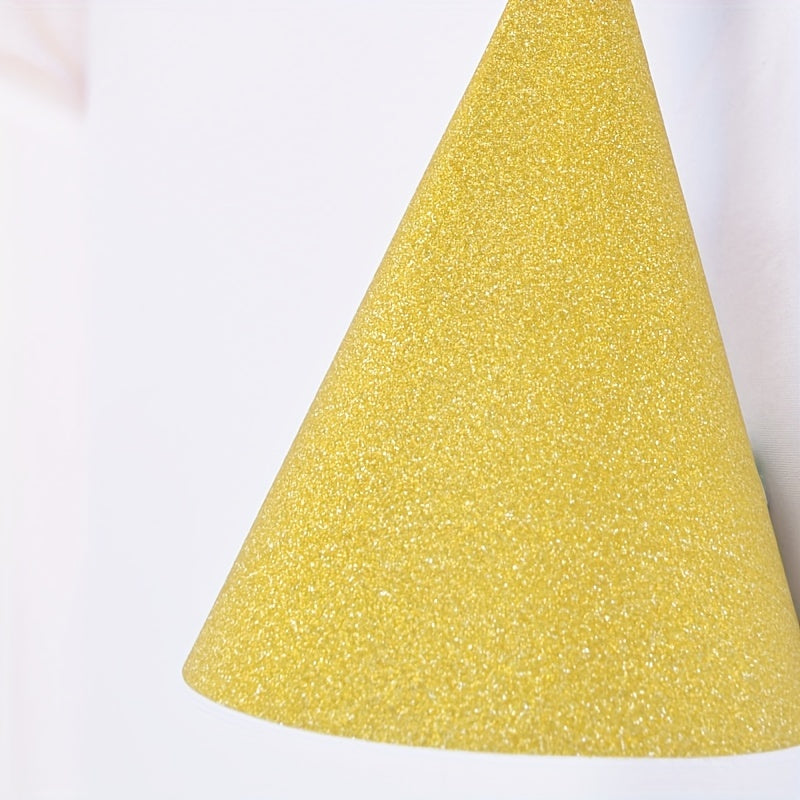 10pcs Glitter Birthday Hat Paper Party Hats Cone Hats Solid Art Craft Caps