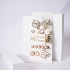 5pcs Geometric Hairpin Faux Pearl Women Hair Clips Girls Barrettes