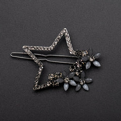 Vintage Rhinestone Star Flower Hair Clip Y2K Barrette Hairpin