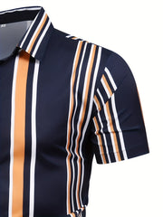 Men's Striped Lapel Shirt
