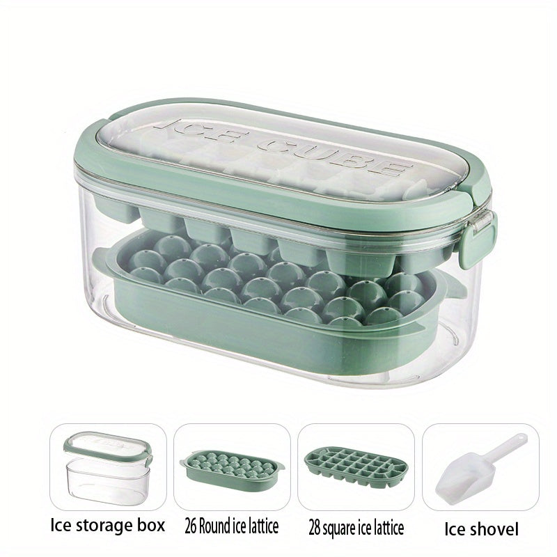 Round Ice Cube Trays with Lid & Bin BPA Easy Release Ice Cube Maker