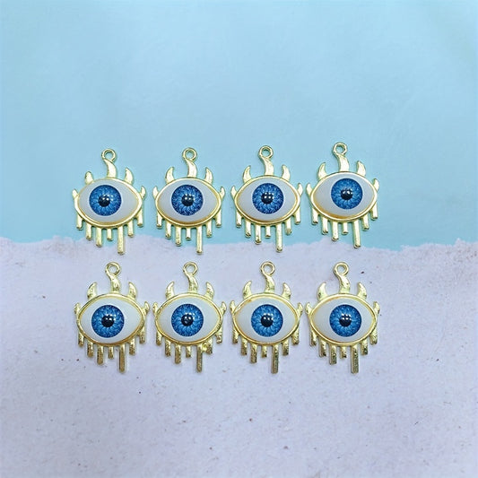 24mm Golden Evil Eyes Flame Pendant DIY Necklace