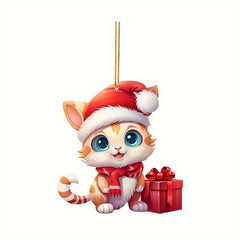 Cat Christmas 2D Hanging Ornament Xmas Tree Decoration