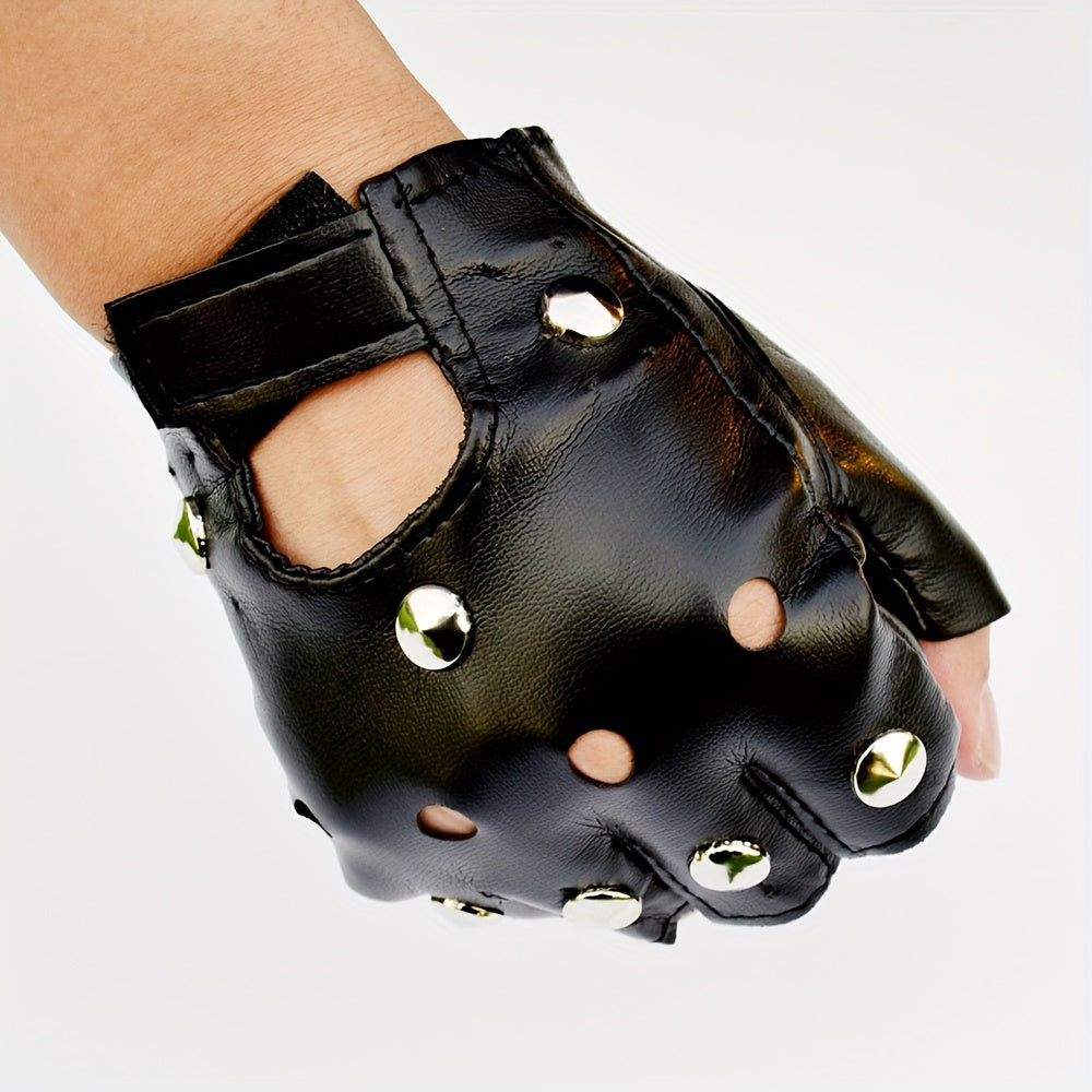 Men's Half Finger Leather Outdoor Gloves