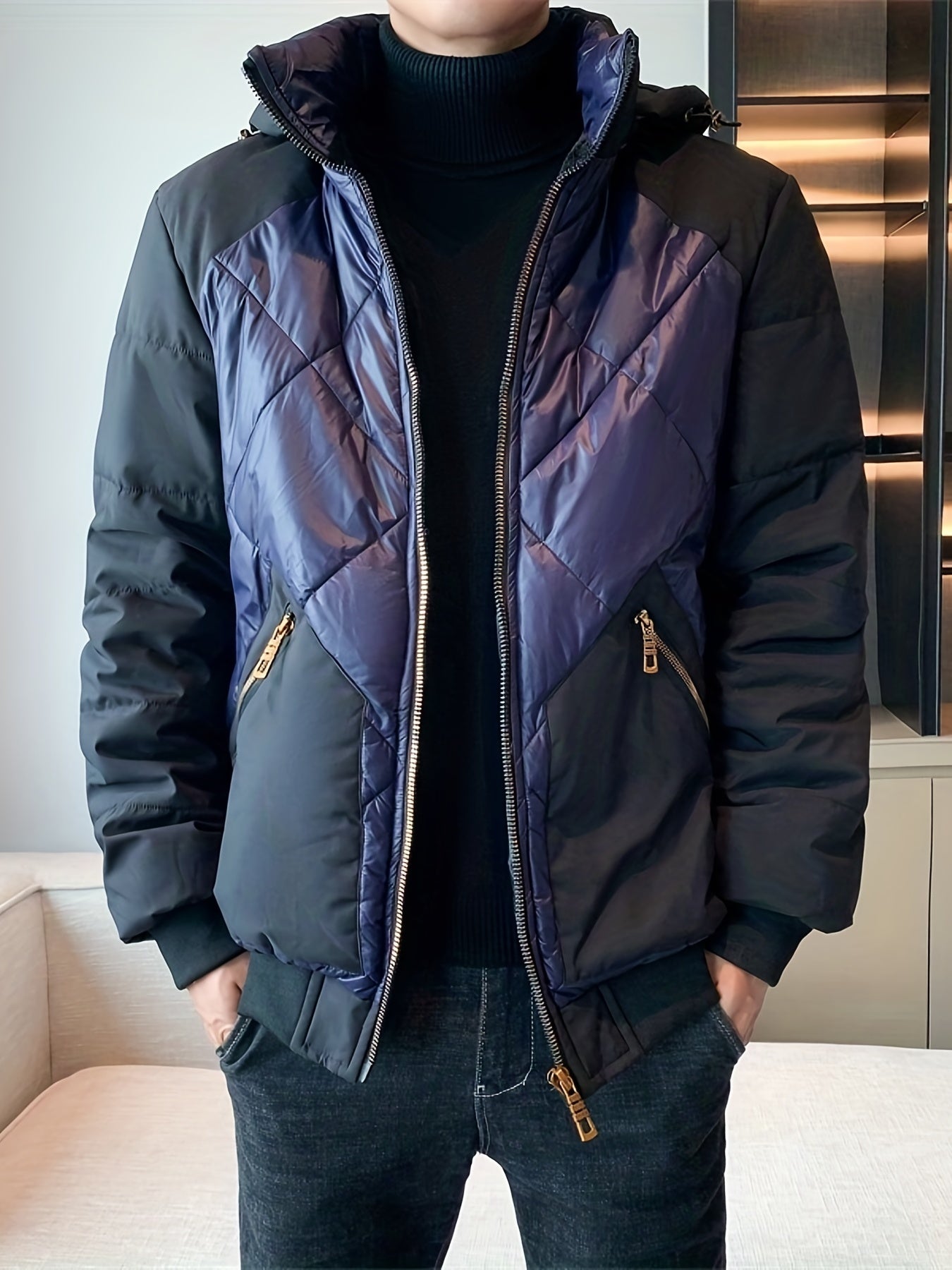 Men's Hooded Cotton Padded Jacket for Winter