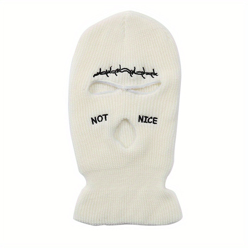 Men's Embroidered Balaclava Knitted Mask Beanie Winter Face Cover