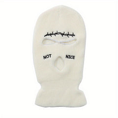 Men's Embroidered Balaclava Knitted Mask Beanie Winter Face Cover