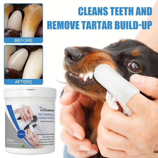 50pcs Pet Oral Health Silicone Fingertip Toothbrush for Dogs and Cats
