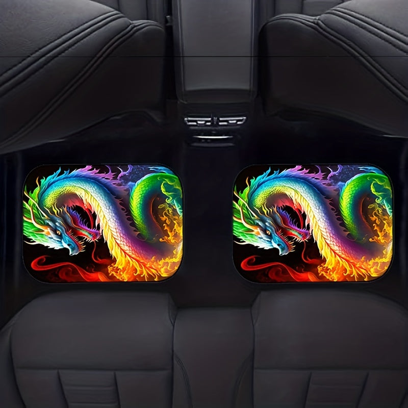 4pcs Dragon Pattern Car Floor Mats - Non-slip & Stain-Resistant