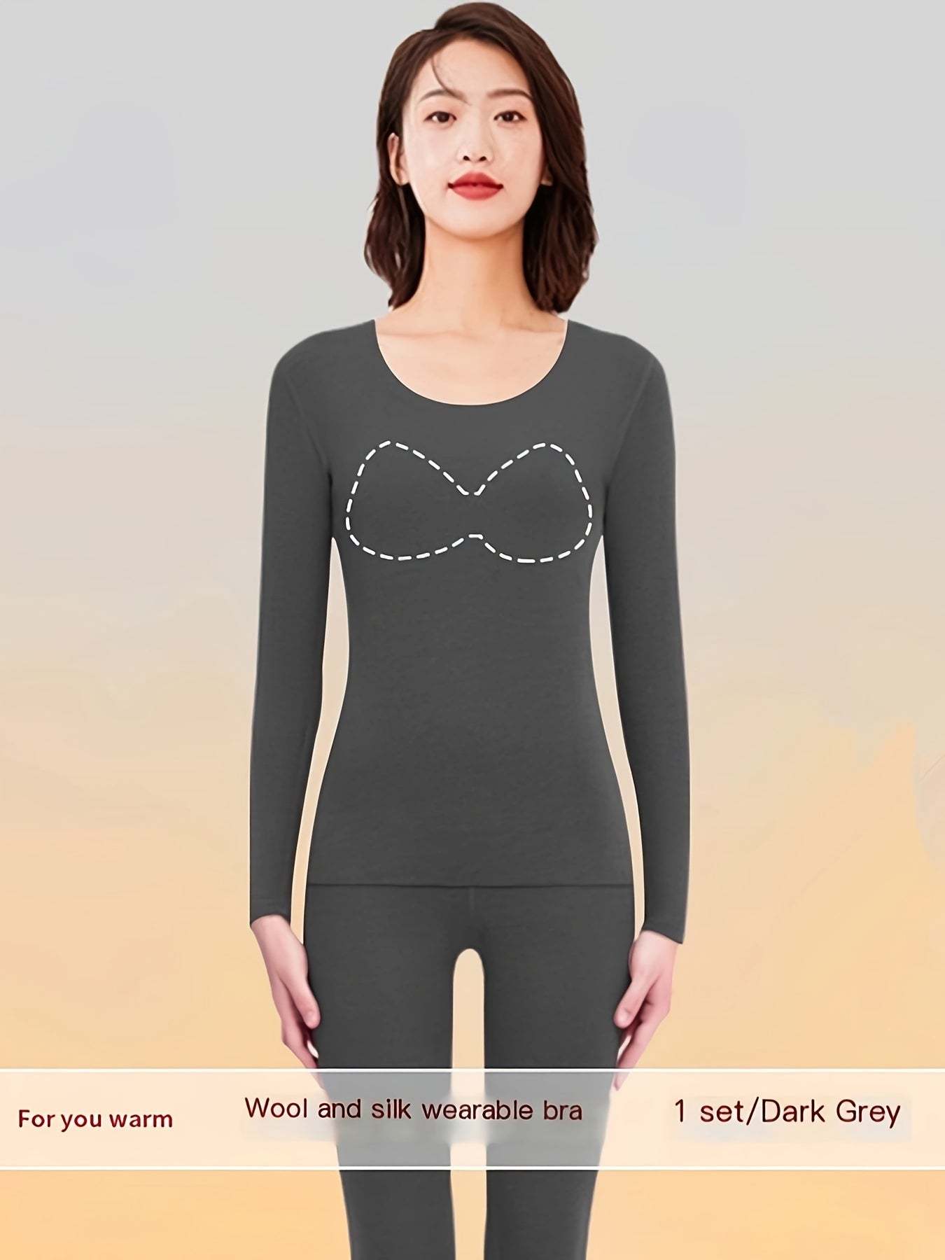 Women's Thermal Underwear Set Long Sleeve Crew Neck Tops & Pants