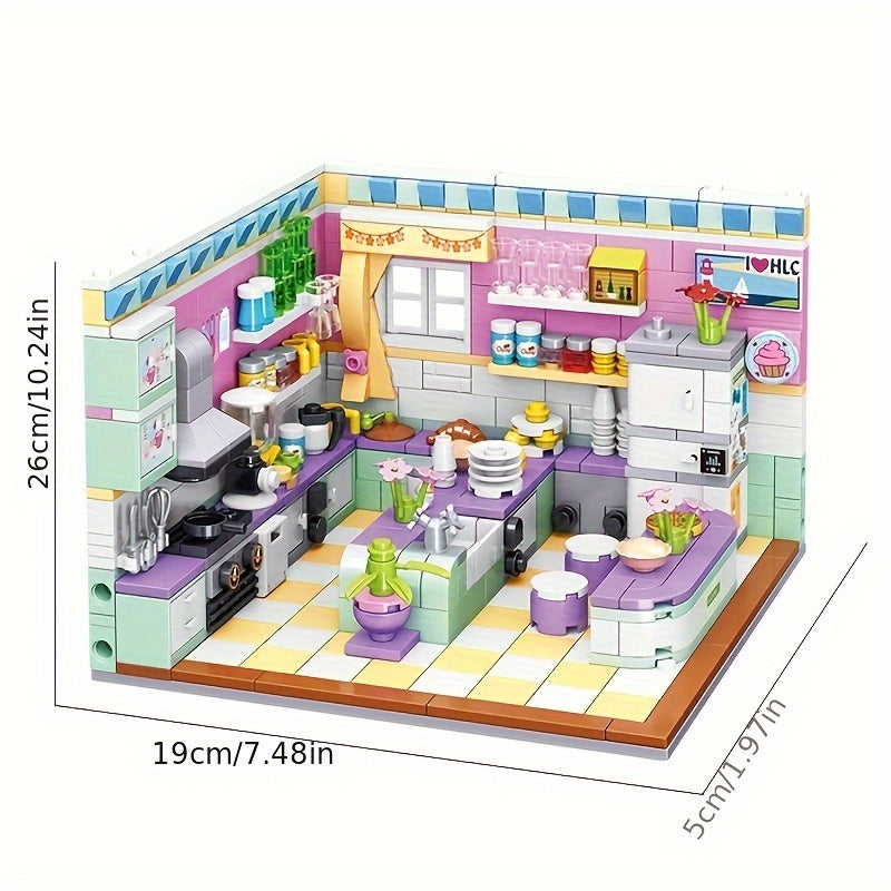 DIY Kitchenette Building Blocks Toy Set for Kids Ages 6+