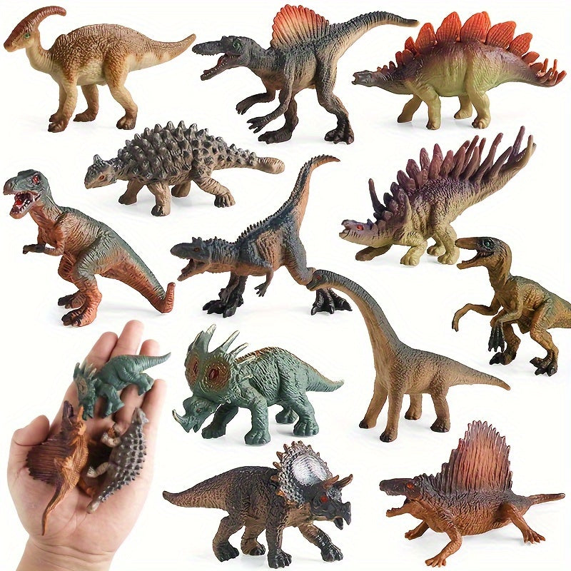 12pcs Medium Dinosaur Set Action Doll Educational Models