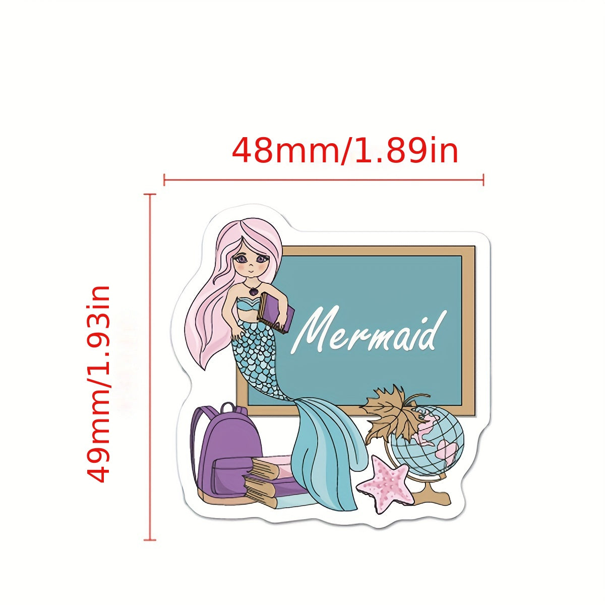 50pcs Mermaid Stickers Waterproof Vinyl Art for Water Bottles & Notebooks