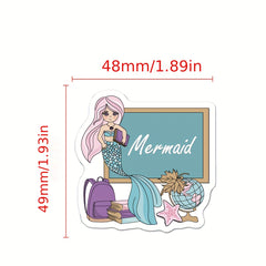 50pcs Mermaid Stickers Waterproof Vinyl Art for Water Bottles & Notebooks