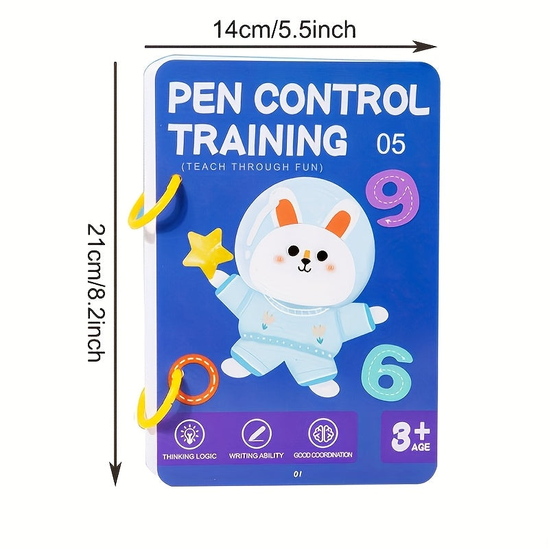 Educational Handwriting Practice Copybook with Colorful Alphabet & Shapes