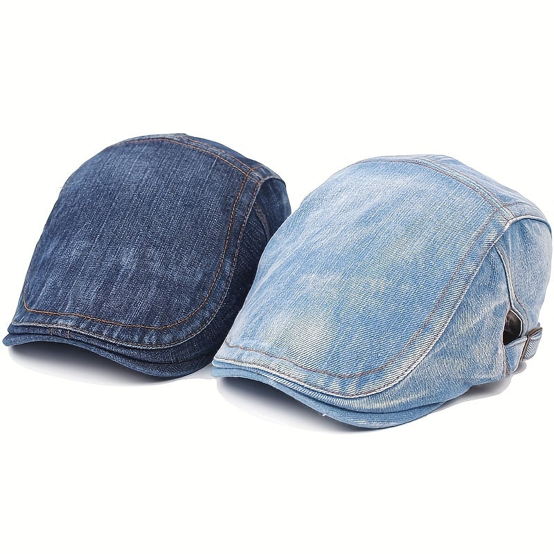 Unisex Distressed Denim Beret Painter Cap Vintage Newsboy Hat